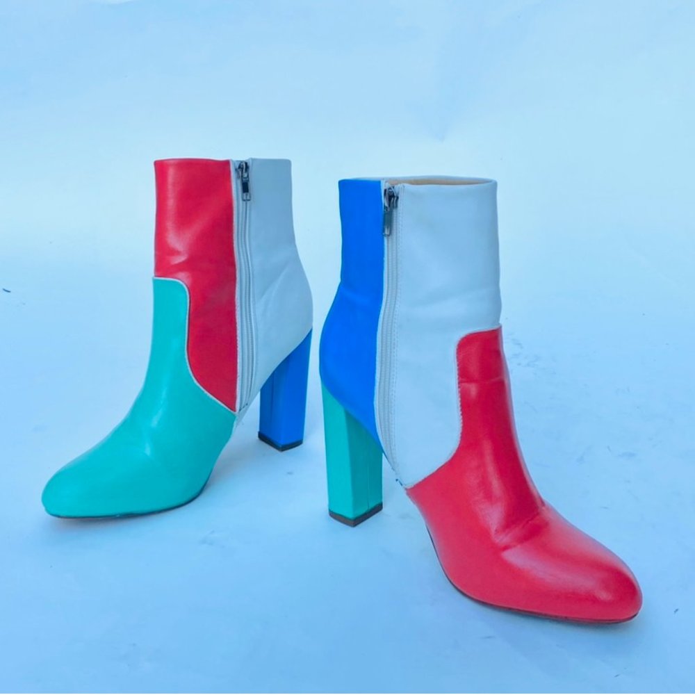 Vintage handpainted colorblocked boots - McAlpins